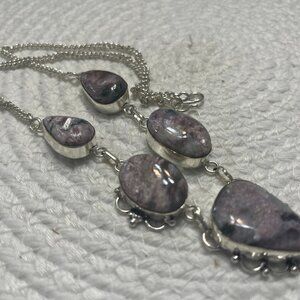 Beautiful PURPLE LEPIDOLITE Handmade Sterling 925 Necklace #325D
